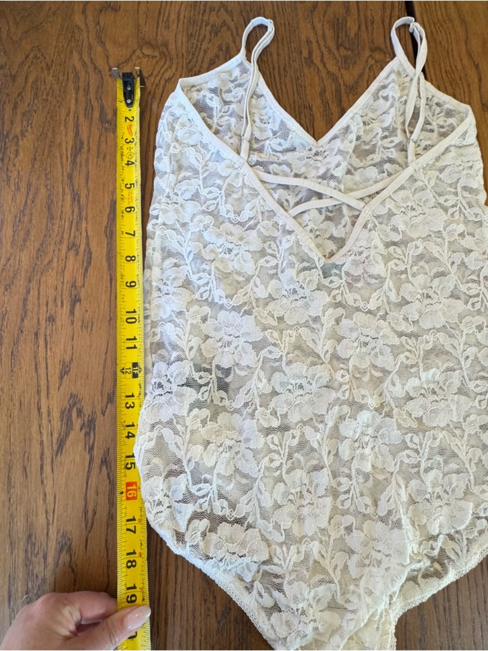 Free People FP Beach Women's Lace Bodysuit Floral Cream White Size M - Picture 10 of 11